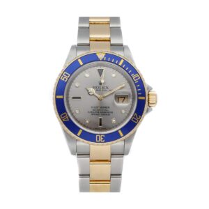 Rolex Submariner 16613 Grey Silver Blue Bezel 40mm Watch – Luxury...