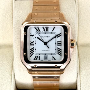 2021 Cartier Santos De Cartier 39.8mm WGSA0018 Rose Gold White Dial